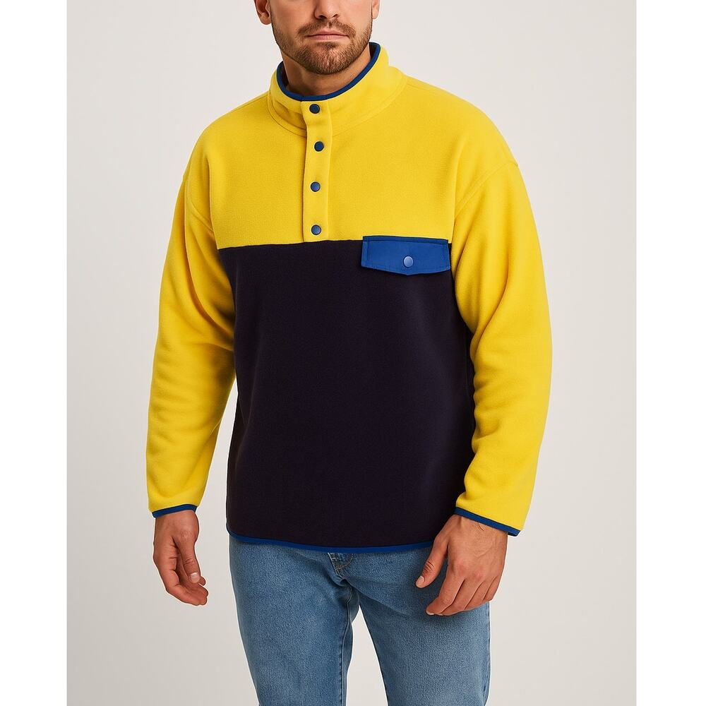 Club Room Yellow and Blue Color Block Fleece Men's Size XL